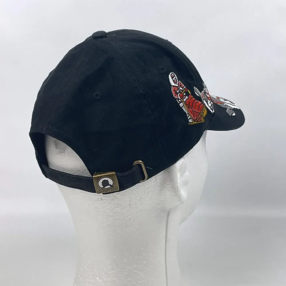 ALASKA Embroidered Husky Sled Dog Team Black Ball Hat Cap Adjustable Iditarod